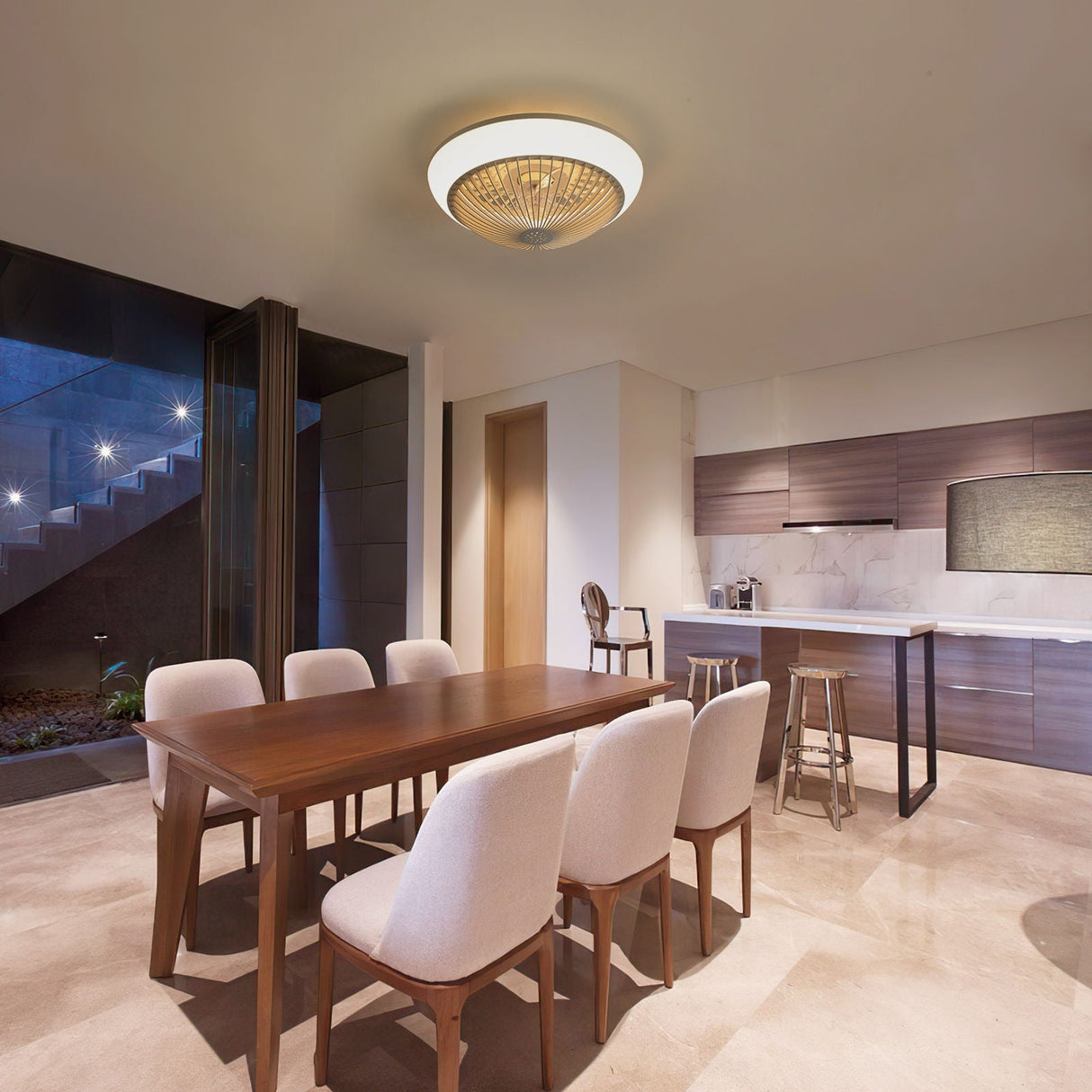 RGB Dimmable LED Enclosed Ceiling Fan with Remote Control - White