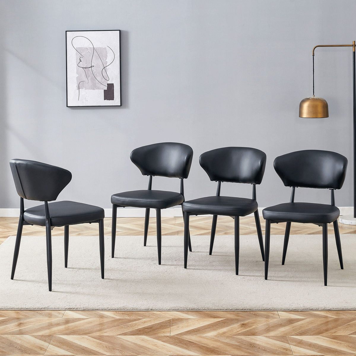 Minimalist Ergonomic Dining Chair With Curved Backres (Set of 4)