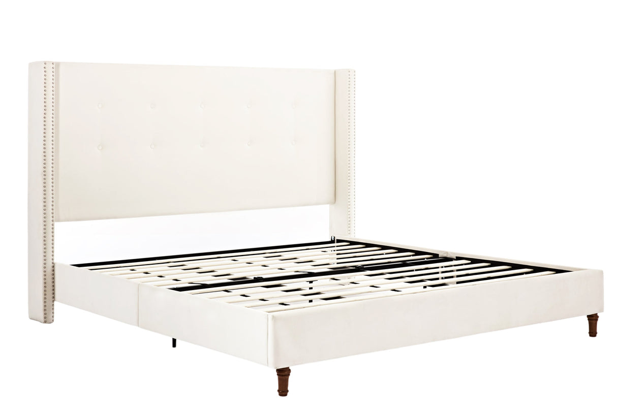 Luxury Wingback Upholstered Bed Frame