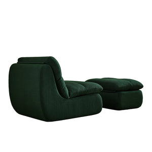 Modern Compressed Lounge Chair with Ottoman - Cozy Corduroy Recliner