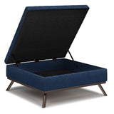 Owen Square Coffee Table Storage Ottoman - Distressed Dark Blue