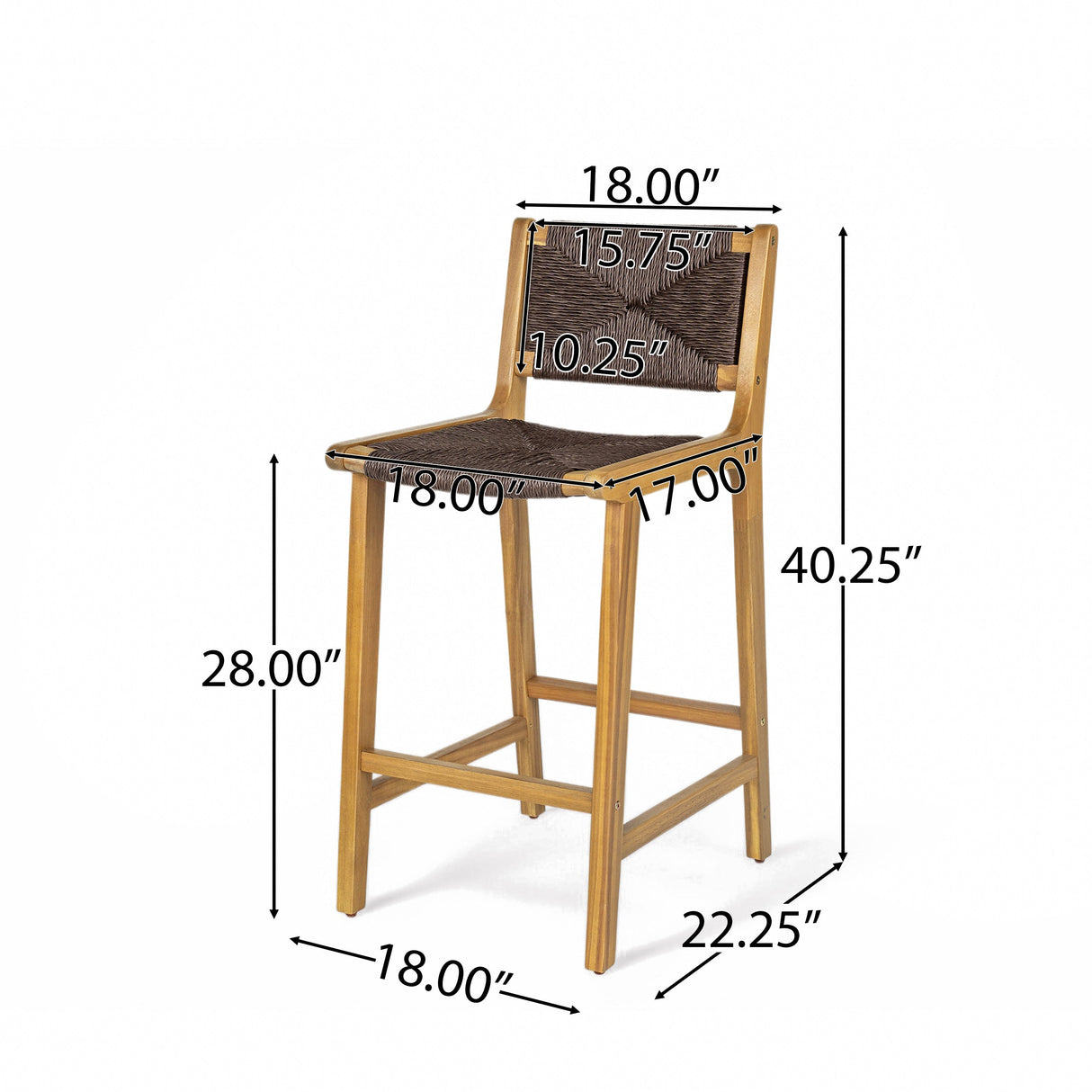 Acacia Wood Outdoor Armless Barstool - Teak Set of 2