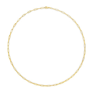 Solid 14K Yellow Gold 2.5mm Paperclip Chain Necklace Unisex 18" Inches