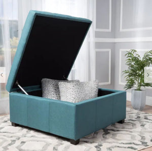 Tufted Square Storage Ottoman, Dark