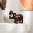 Decorative-Happy-Hippo-Aluminum-Figurine-with-Copper-Antique-Finish,-14x7x11.5'--Unique-Animal-Sculpture-