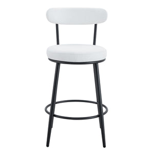 Fashionable Ergonomic High Legged Bar Chairs with White Fabric Cushions - Set of 2
