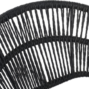 Cyril Outdoor Wicker Papasan Style Dining Chair with Teak Finished Leg and Dark Gray Faux Rattan - Set of 2