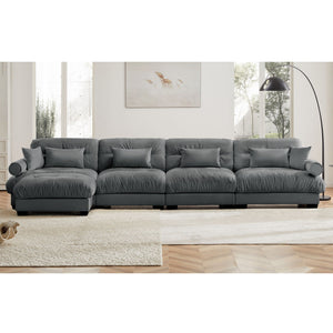 Oversized Modular Sectional Sofa with Movable Ottoman - Fabric, Multiple Colors