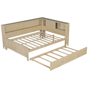 Full Size Daybed With Storage Shelves And Trundle - Ancient White