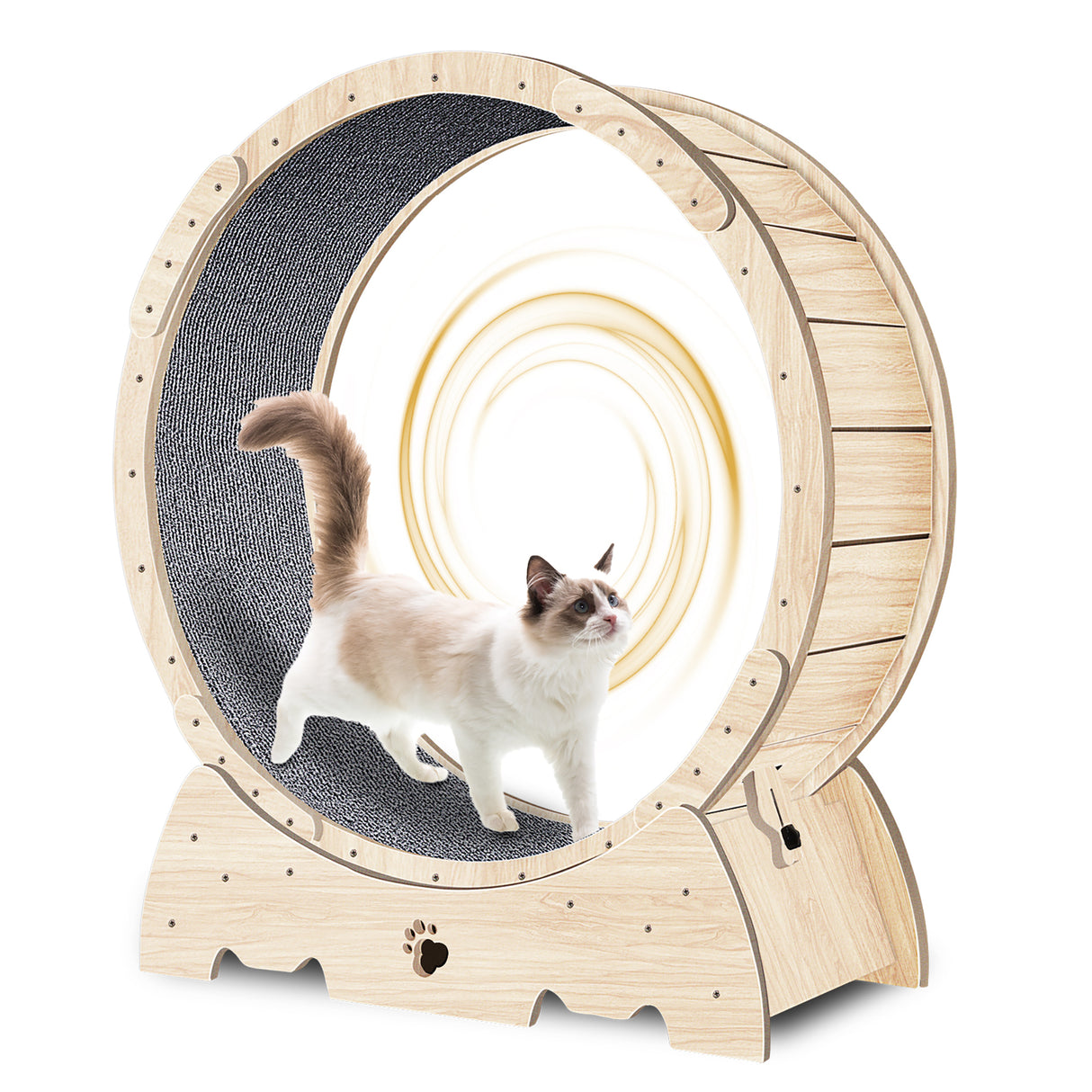 Cat Exercise Wheel for Indoor Cats, 37' Natural Wood Color