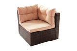 Rattan 7 pc sectional  corner sofa set (brown cushion)