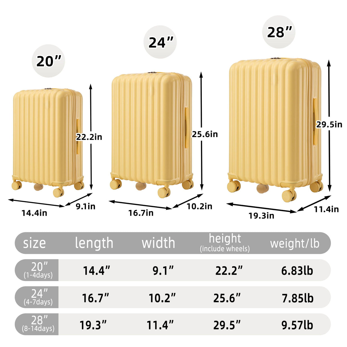 20" / 24" / 28" 3 Pieces / Set Spinner Wheel Luggage, Carry On Suitcase, With Cup Holder & USB Port & Phone Holder