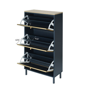 Modern Rattan 3 Door Shoe Rack Cabinet for Entryway