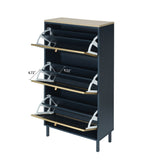 Modern Rattan 3 Door Shoe Rack Cabinet For Entryway