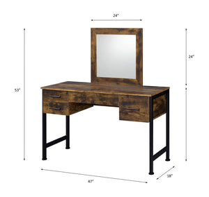 Juvanth Rustic Vanity Desk Mirror with Storage - Oak