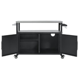 K&K 54.5' Outdoor Kitchen Island with Stainless Steel Tabletop and Storage