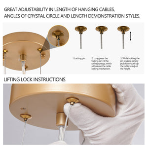 24-inch Modern Golden Pendant Light with Cascading Crystal Strands