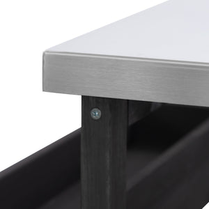 K&K Outdoor Kitchen Island with Rolling Bar Cart and Storage Cabinet