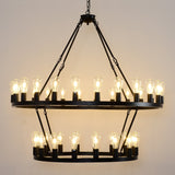 47.24 Inch Matte Black Wagon Wheel Chandelier with 36 Lights