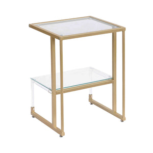 2 Tier Acrylic Glass End Table For Living Room