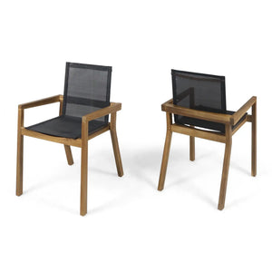 Belfast Dining Chair With Acacia Wood Frame And Seating (Set of 2)