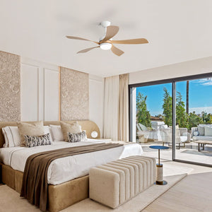 45-Inch Ceiling Fan with DC Motor and Integrated Light - Wood Grain
