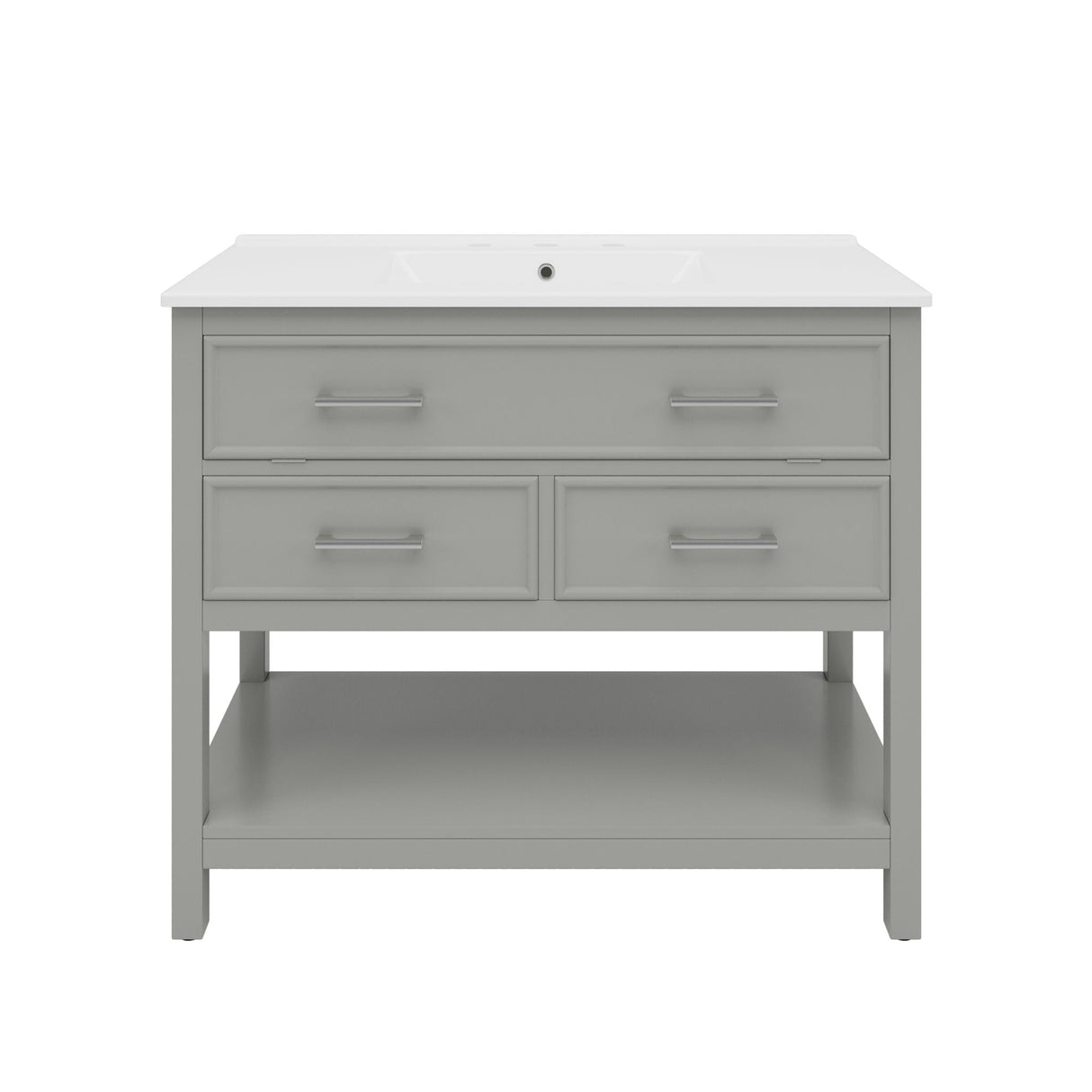 Bathroom Vanity With Ceramic Sink, Tip Out Tray & 2 Full Extension Drawers