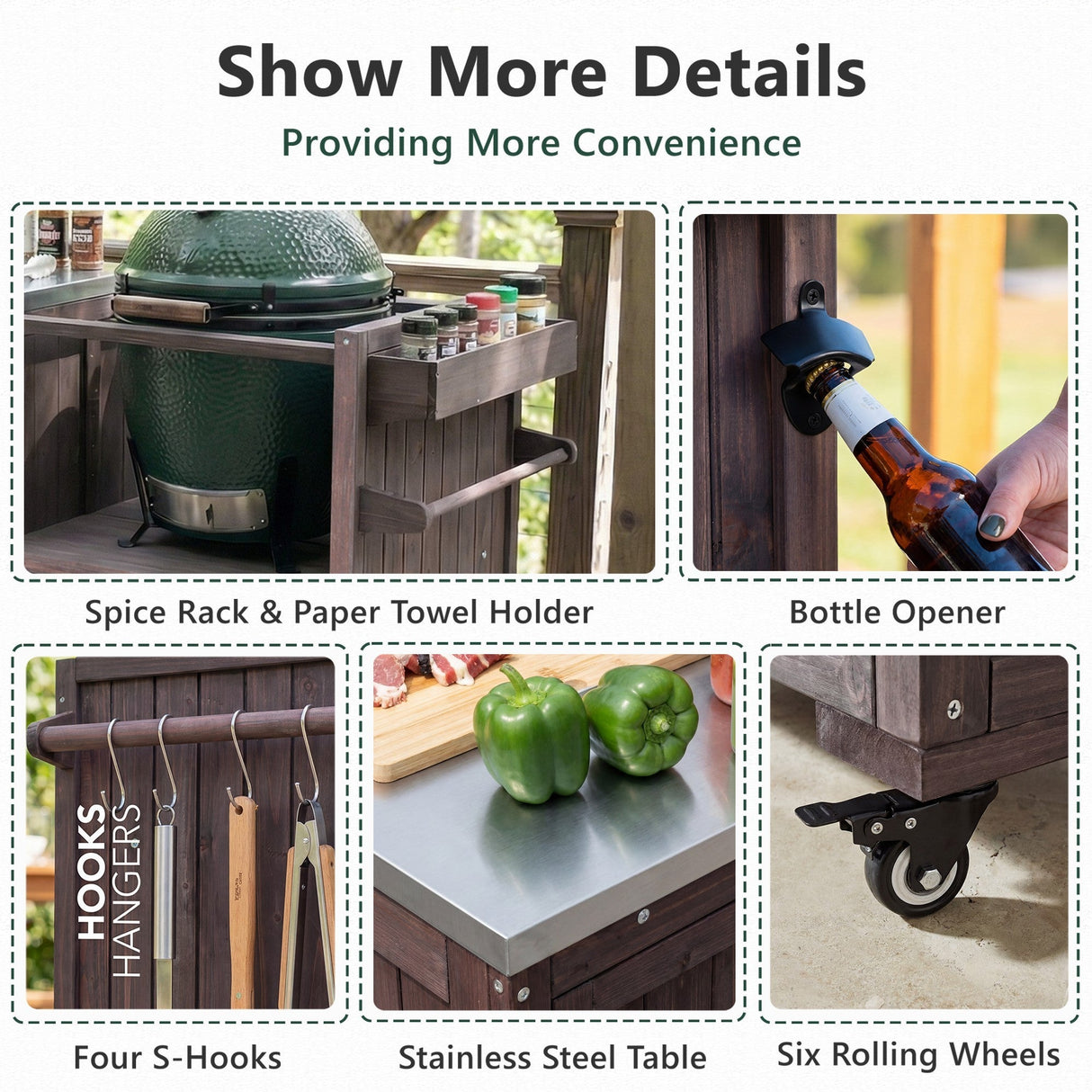 K&K 80.5' Outdoor Kitchen Island for Big Green Egg & Blackstone Griddle