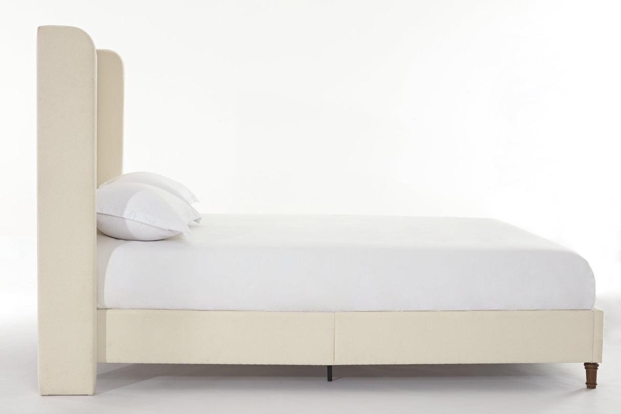 Harper upholstered bed, 54" headboard, ivory boucle