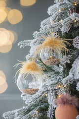 Gold Glitter Christmas Ball Ornaments, Set of 4