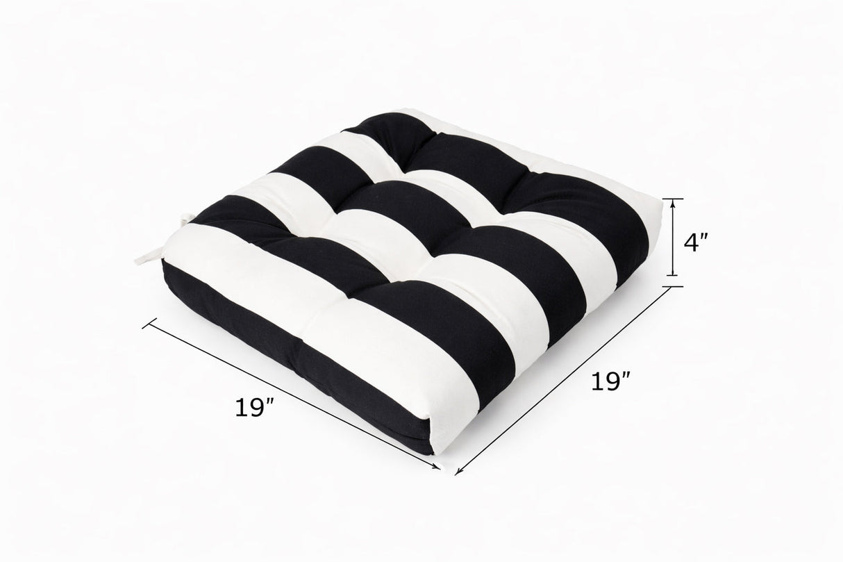 Outdoor Chair Cushions Set of 2 – Black/White Striped