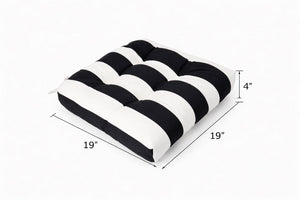 Outdoor Chair Cushions Set of 2 – Black/White Striped