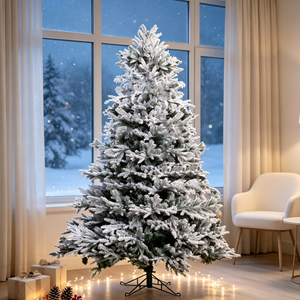 7 Ft Snow-Flocked PE/PVC Hybrid Christmas Tree