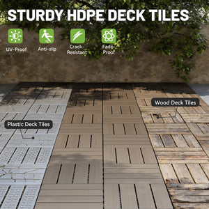 44 Pcs Interlocking Deck Tiles 12" x 12" HDPE Outdoor Flooring