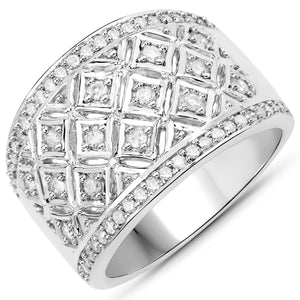 0.52 Carat Genuine White Diamond .925 Sterling Silver Ring