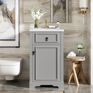 Elegant Bathroom Vanity With Ceramic Sink, Soft Close Door, Adjustable Shelf