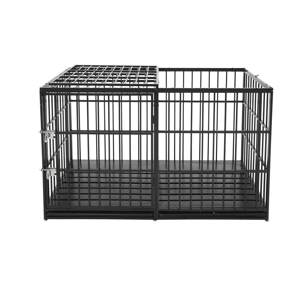 Extra Large Heavy Duty Dog Crate With Removable Pans For Dogs - Black