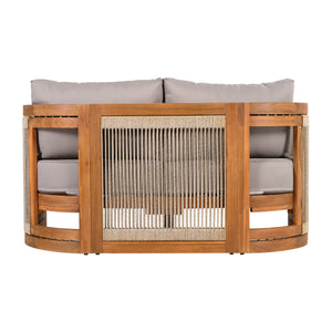 4-Piece Patio Seating Group with Acacia Wood and Woven Rope Accents