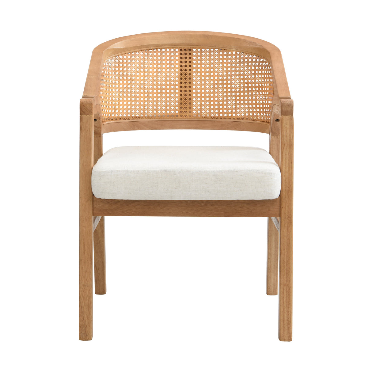 Wooden Frame Dining Chair with Rattan Back, Set of 2