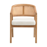 Wooden Frame Dining Chair with Rattan Back, Set of 2