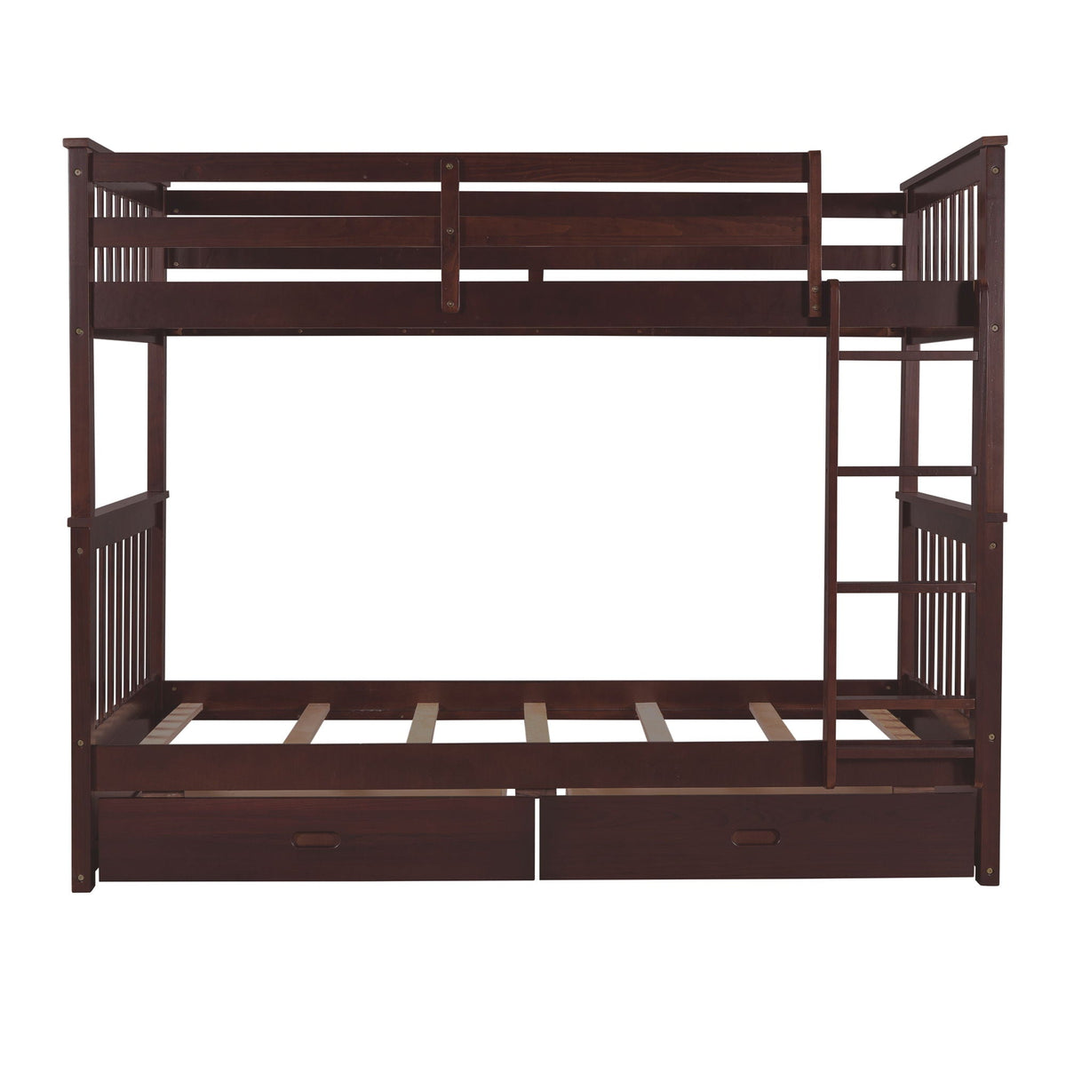 Bunk Bed With Ladders And 2 Storage Drawers