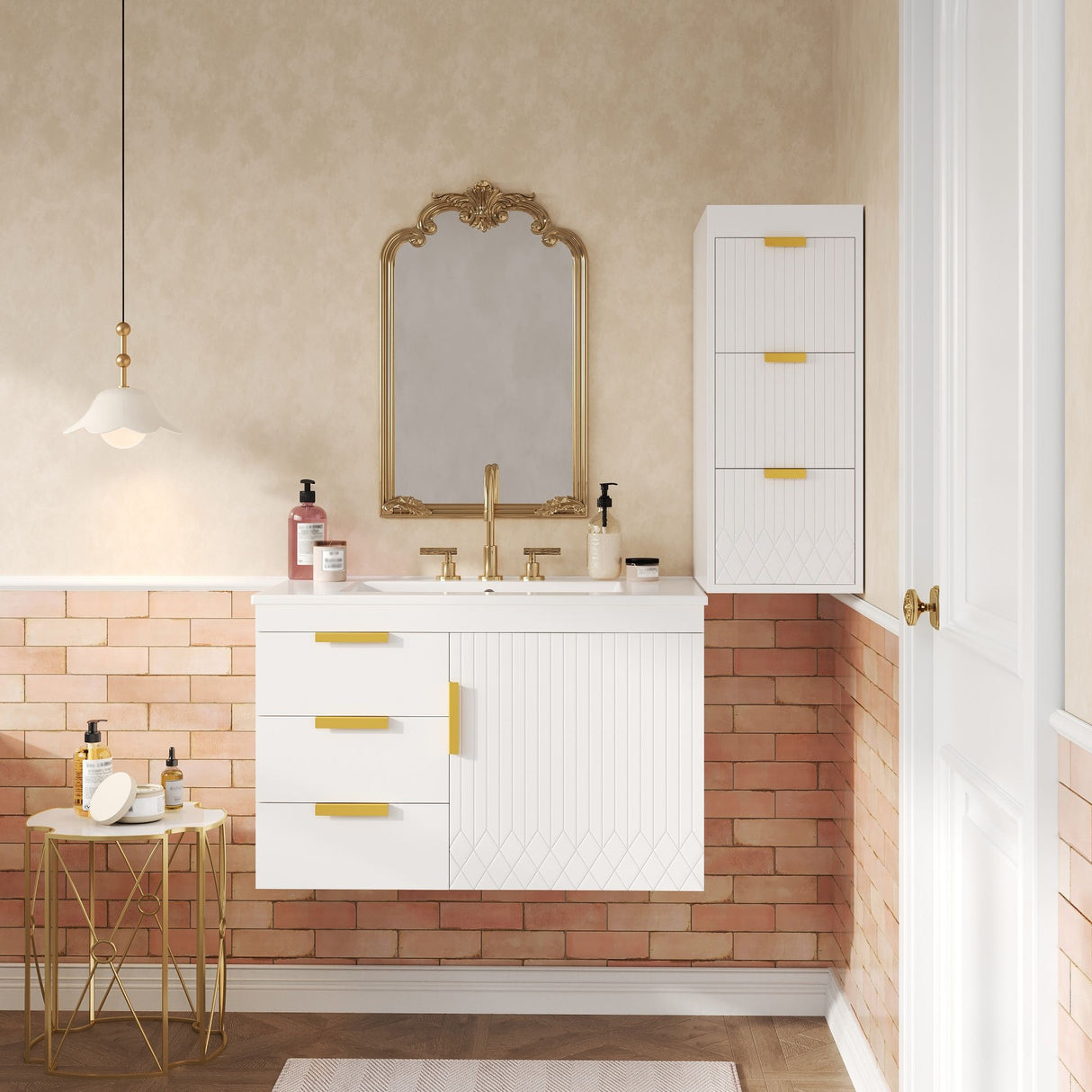 Wall Mounted Bathroom Cabinet With Side Cabinet Combo