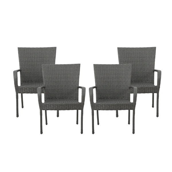 LITTLETON GREY PE WICKER STACKING CHAIR 4PCS