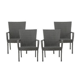 LITTLETON GREY PE WICKER STACKING CHAIR 4PCS