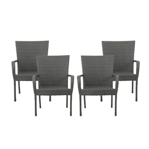 Littleton Grey PE Wicker Stacking Chair 4pcs