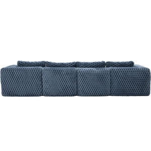 Modular Sectional Sofa, Boneless Couch With 2 Movable Ottomans