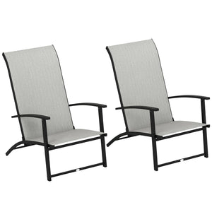Outsunny Folding Patio Chairs Set of 2, Portable Outdoor Dining Chairs with High Back, Armrests