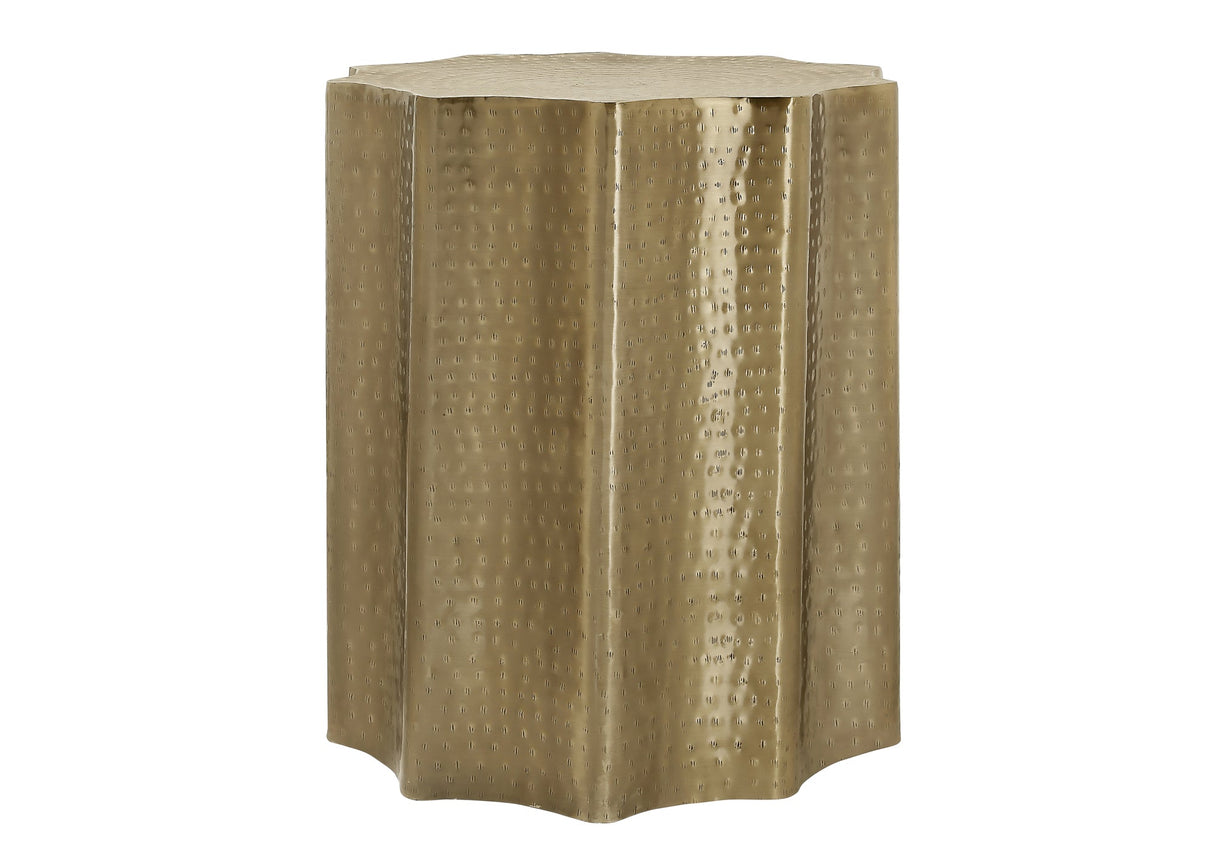 Artifact End Table with Scalloped Design and Hammered Texture