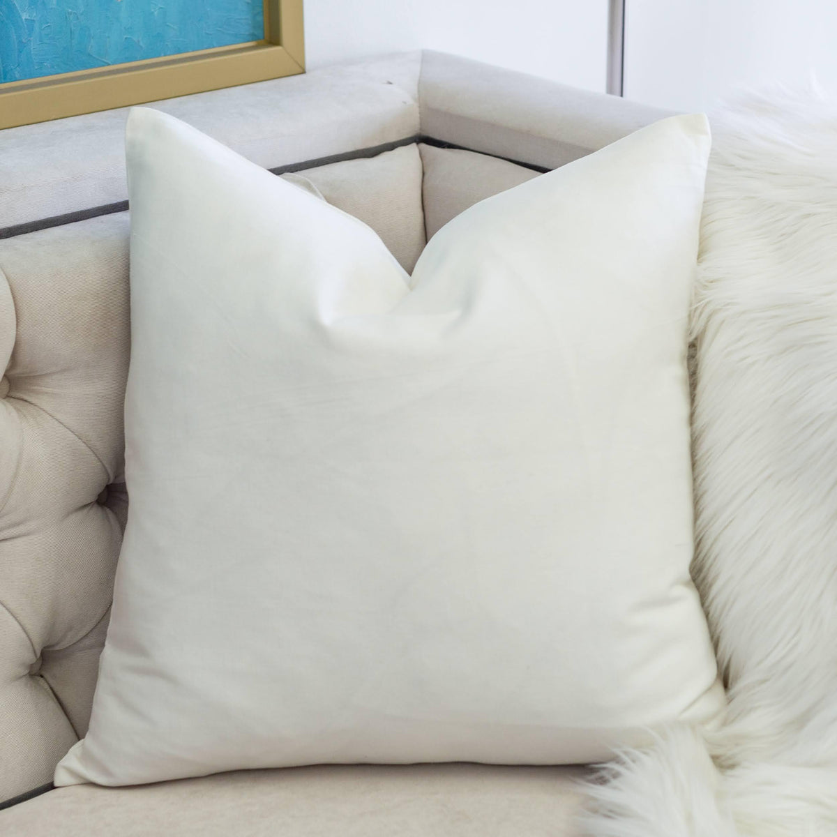 Let It Snow Christmas Throw Pillow with Embroidered Knit Hat - White/Green