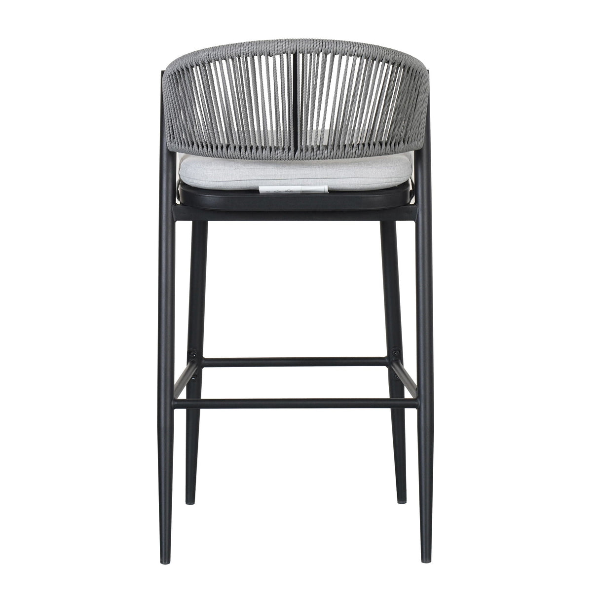 Outdoor Bar Height Metal Frame Counter Stools With Scallop Shaped Backrest & Water Resistant Cushions